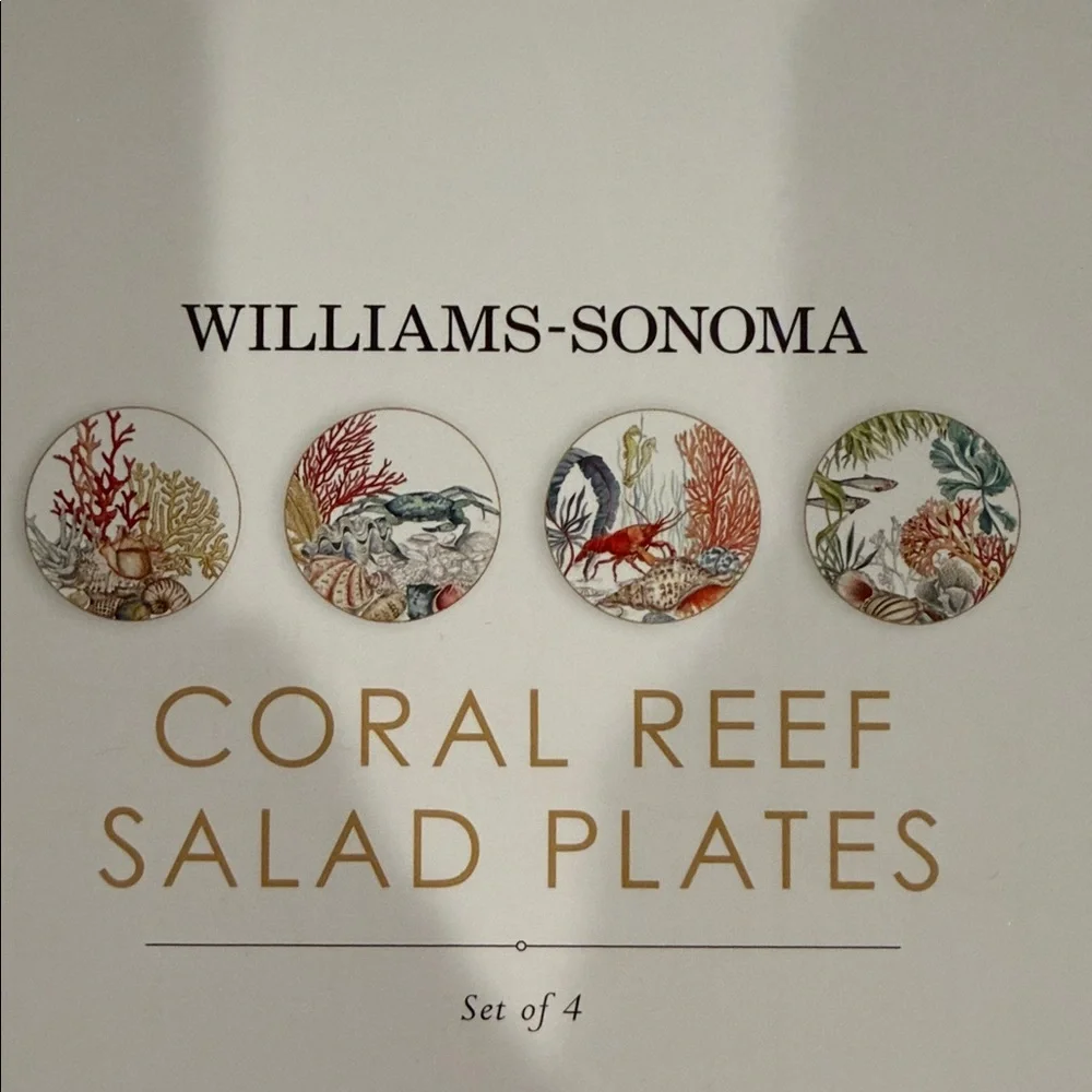 Williams Sonoma Coral Reef Themed Salad Plates New in the box Ocean beach